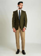 Green Herringbone Worsted Tweed Classic Blazer