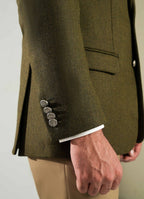 Green Herringbone Worsted Tweed Classic Blazer