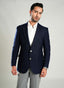 Lawrencepur navy blue plain worsted tweed blazer, a classic wool-polyester jacket.