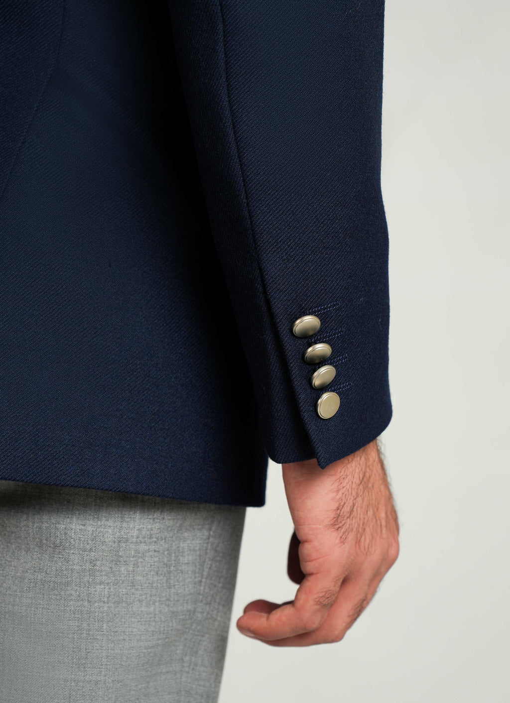Navy Blue Plain Classic Blazer - Wool Blend Tweed, Winter Men Jacket