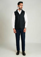 High Neck Sleeveless Hoodies - Worsted Tweed Blue