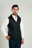 Lawrencepur blue checkered worsted tweed high neck sleeveless hoodie for winter.