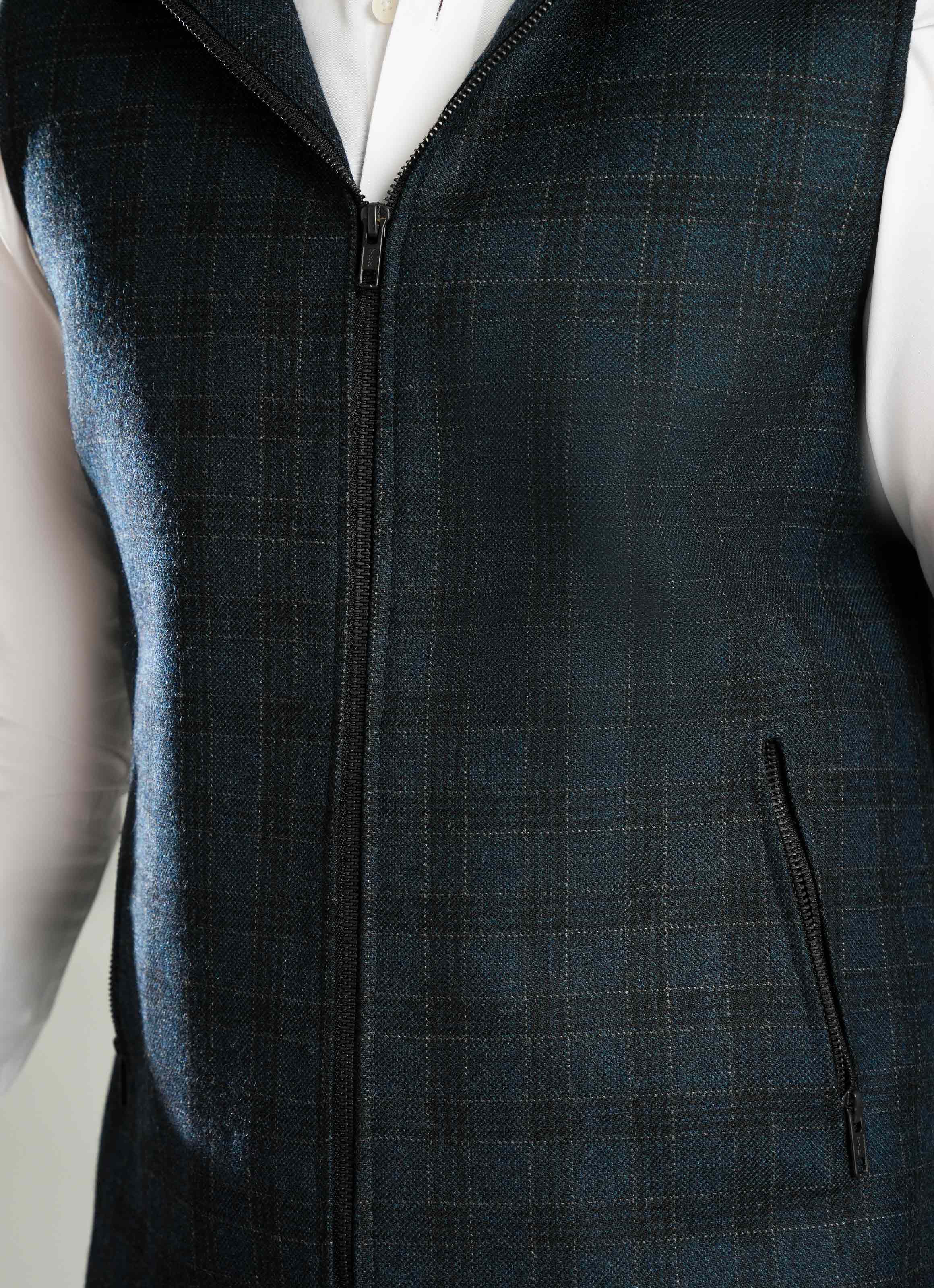 High Neck Sleeveless Hoodies - Worsted Tweed Blue Secondary image