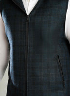 High Neck Sleeveless Hoodie - Worsted Tweed Blue, Winter Men Layer