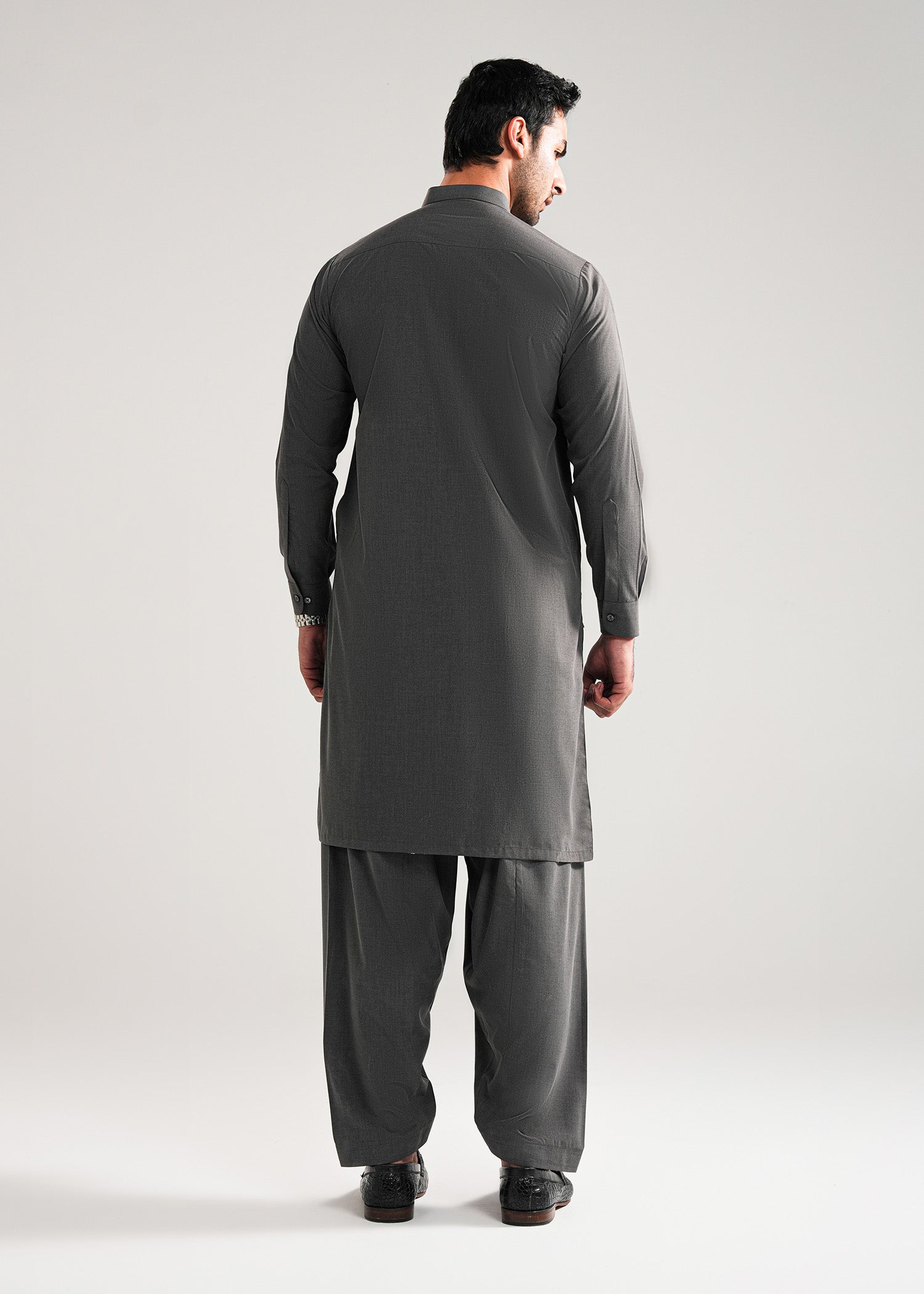 Smoke Grey Melange Kunhaar Summer Wash & Wear Shalwar Kameez
