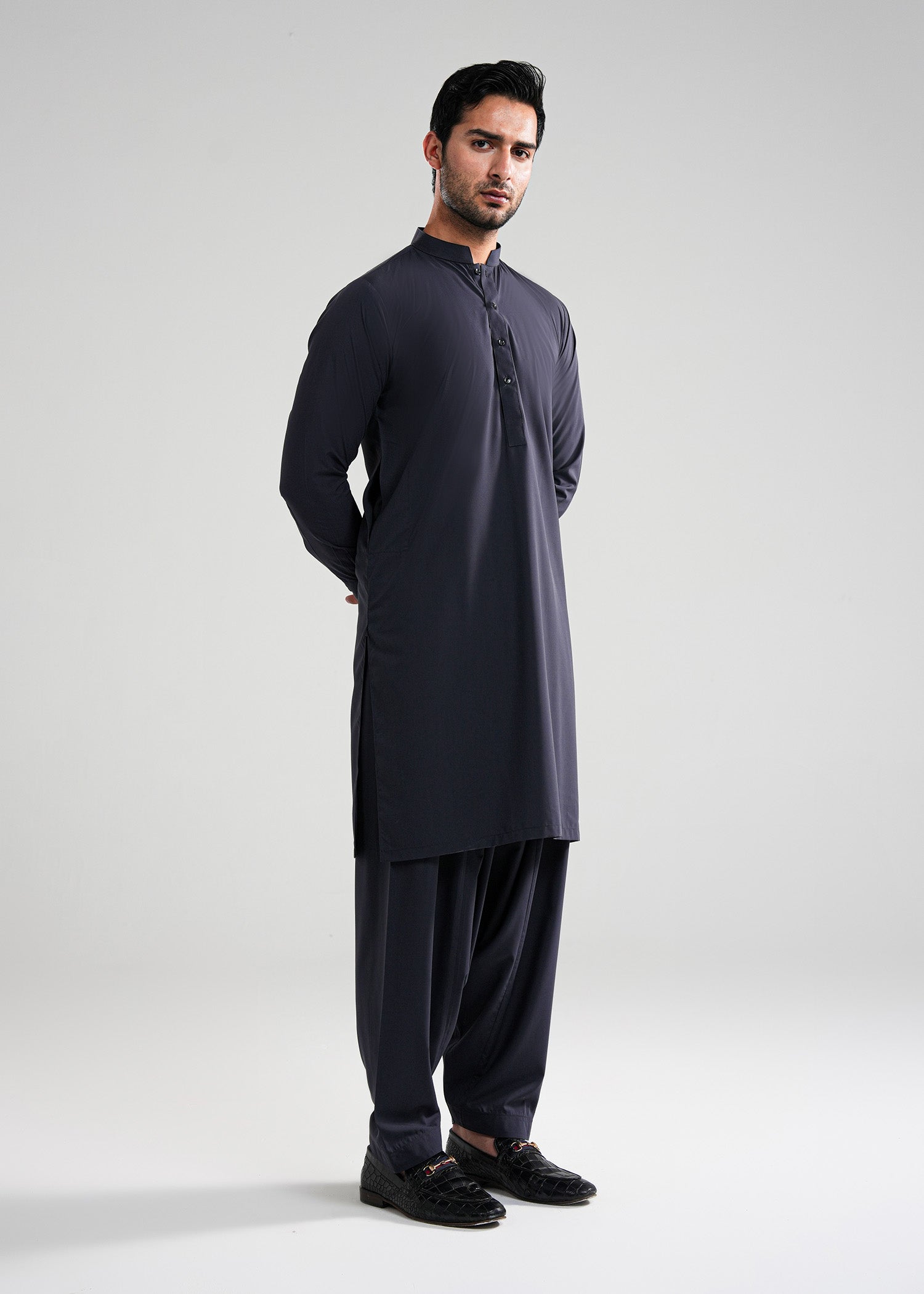 Dark Slate Kunhaar Summer Wash & Wear Shalwar Kameez