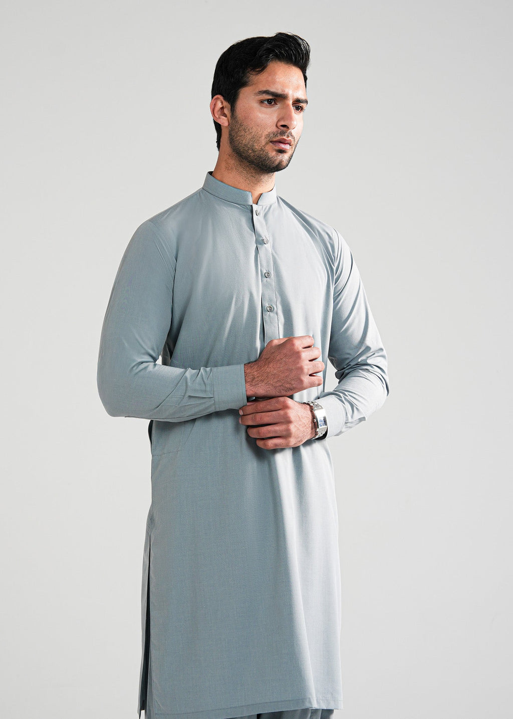 Cadet Grey Melange Kunhaar Summer Wash & Wear Shalwar Kameez