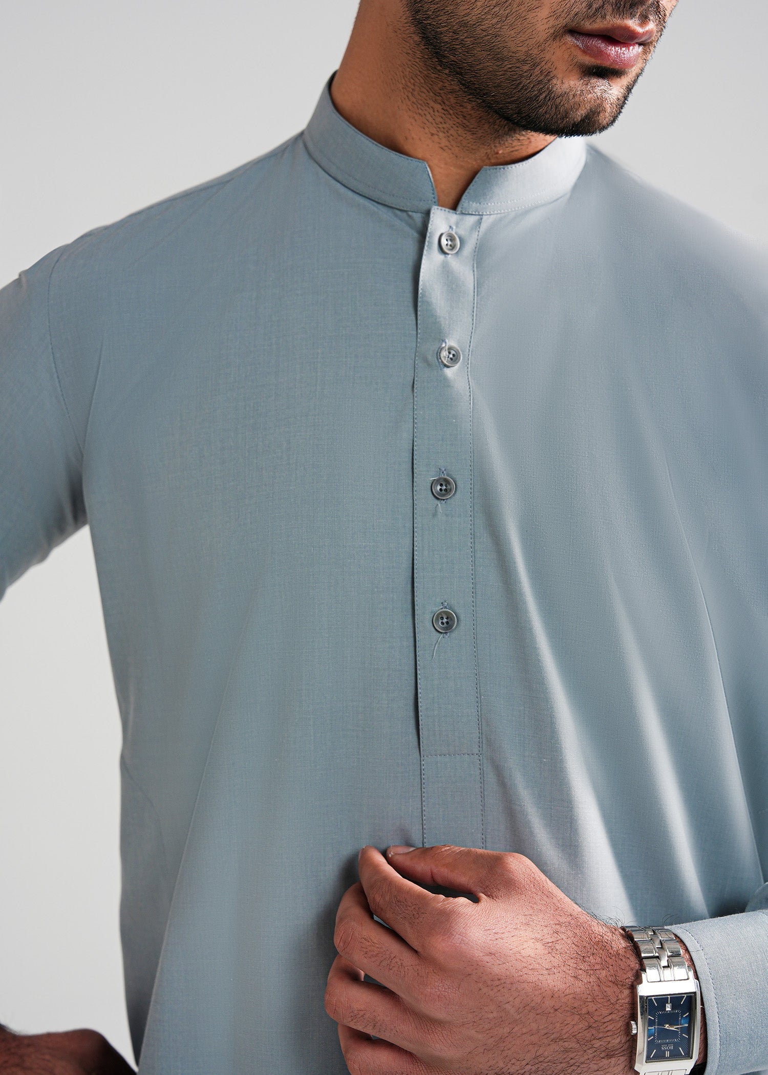 Cadet Grey Melange Kunhaar Summer Wash & Wear Shalwar Kameez