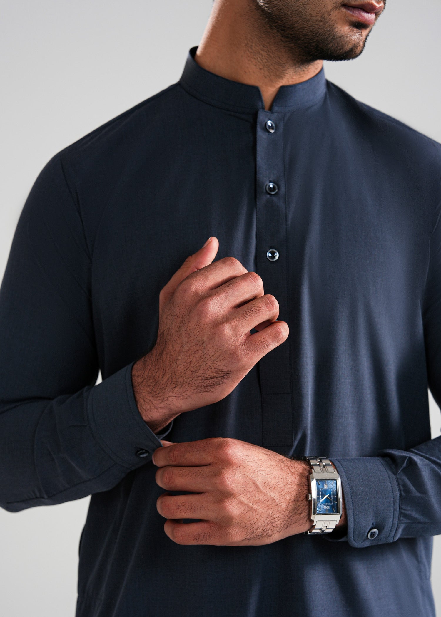 Slate Grey Melange Kunhaar Summer Wash & Wear Shalwar Kameez