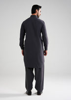 Charcoal Grey Melange Kunhaar Summer Wash & Wear Shalwar Kameez