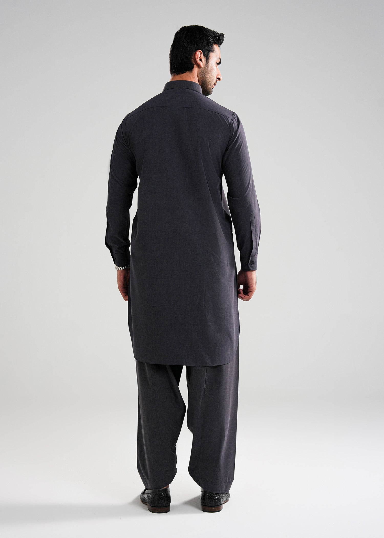 Charcoal Grey Melange Kunhaar Summer Wash & Wear Shalwar Kameez