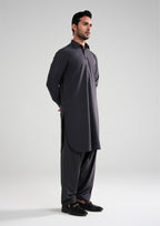 Charcoal Grey Melange Kunhaar Summer Wash & Wear Shalwar Kameez