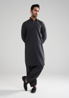 Charcoal Grey Melange Kunhaar Summer Wash & Wear Shalwar Kameez