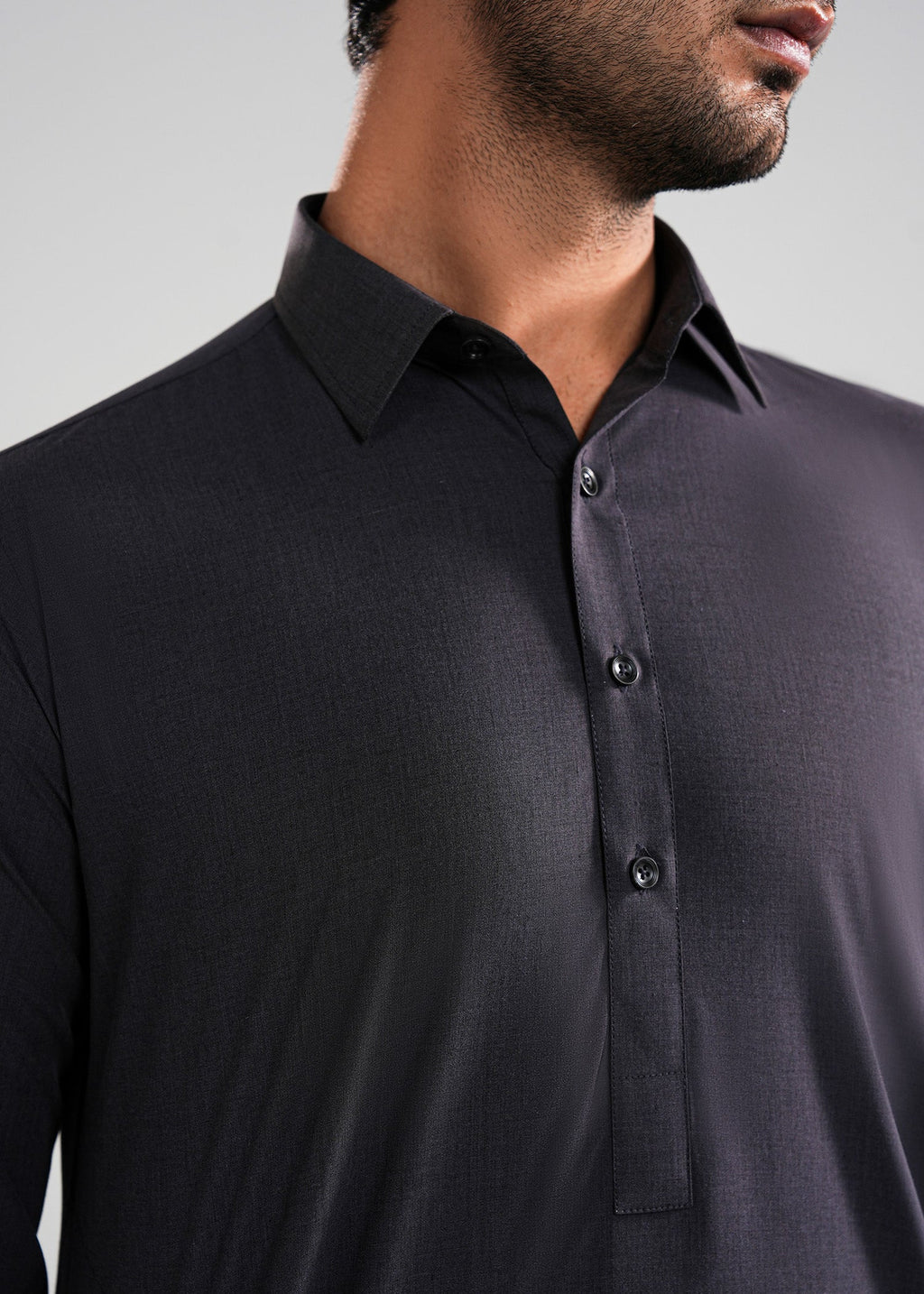 Charcoal Grey Melange Kunhaar Summer Wash & Wear Shalwar Kameez