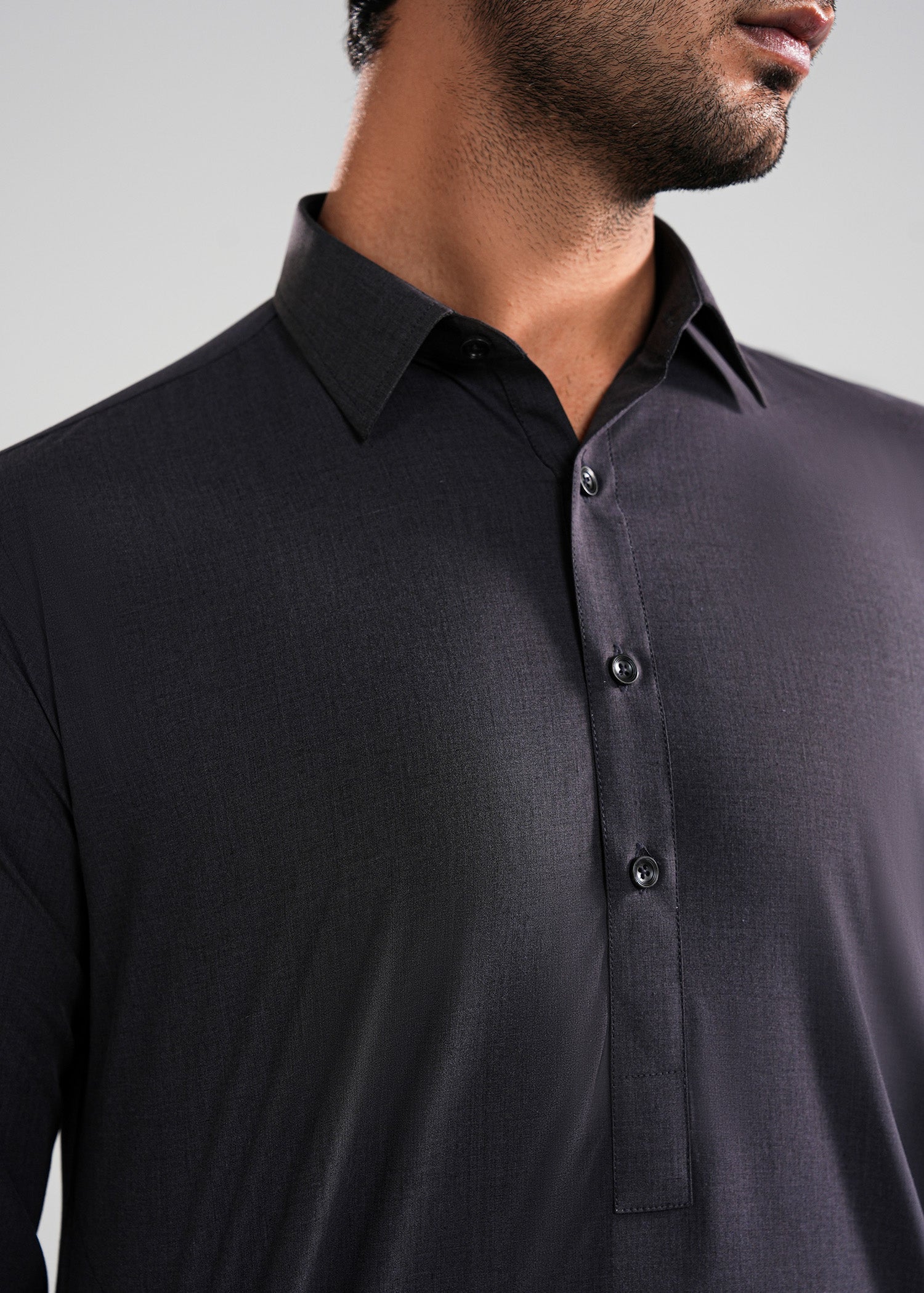 Charcoal Grey Melange Kunhaar Summer Wash & Wear Shalwar Kameez
