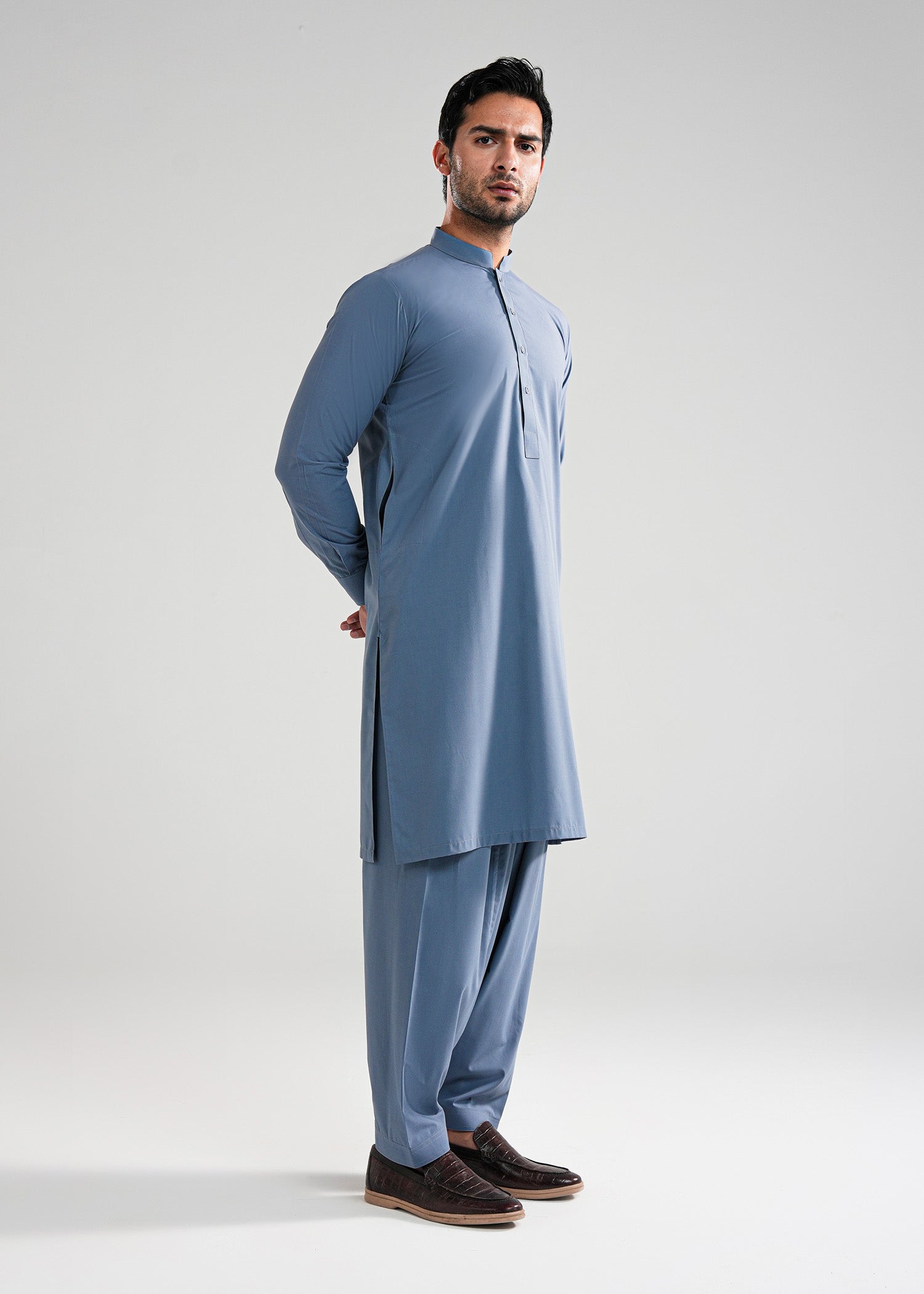 Storm Grey Kunhaar Summer Wash & Wear Shalwar Kameez
