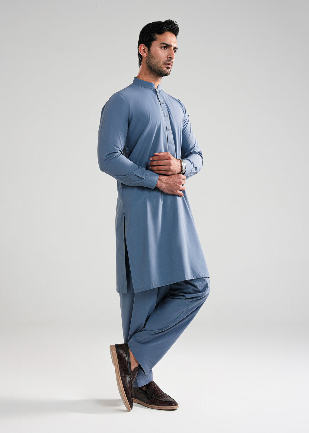Storm Grey Kunhaar Summer Wash & Wear Shalwar Kameez