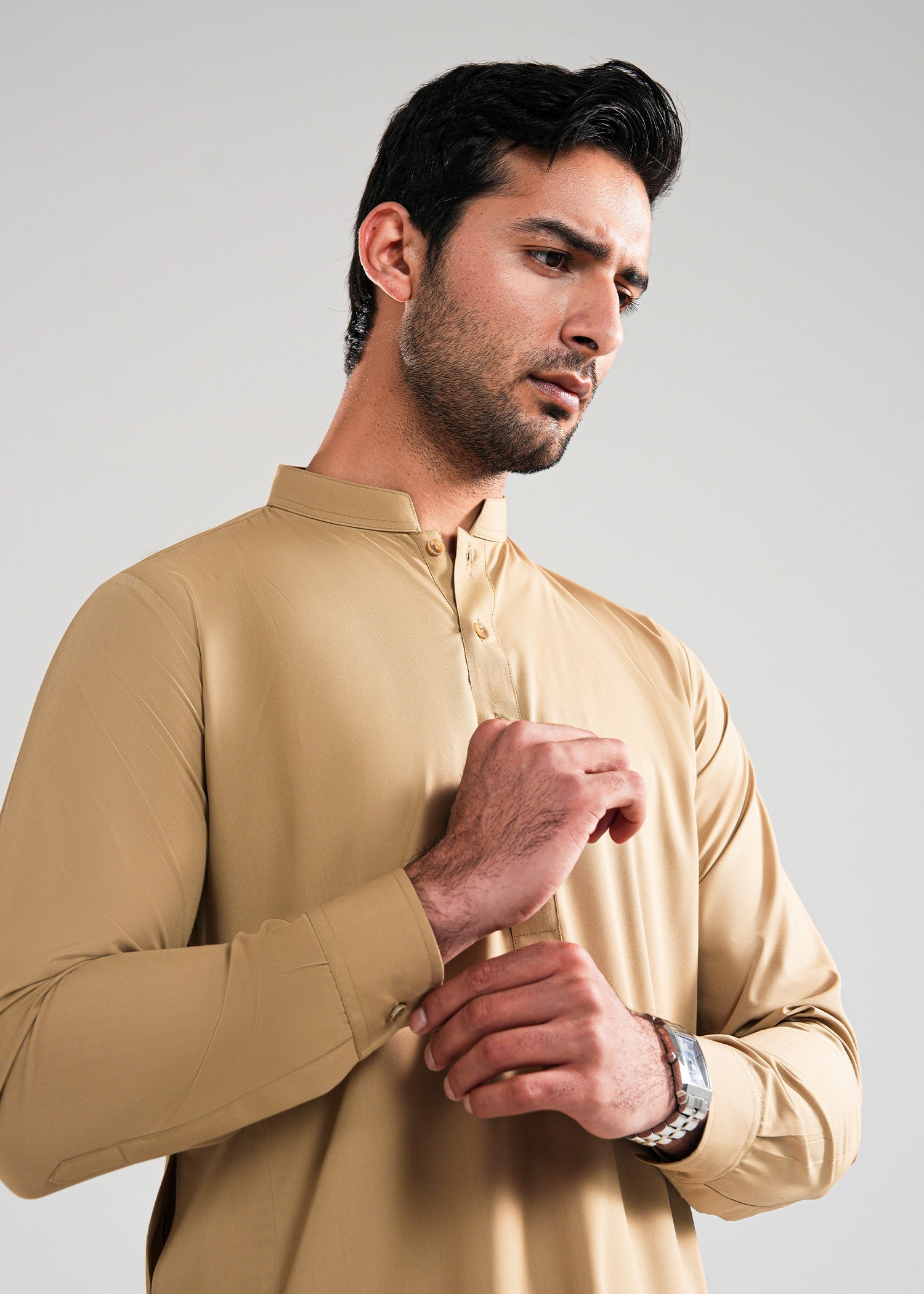 Burnished Gold Satpara Summer Wash & Wear Shalwar Kameez