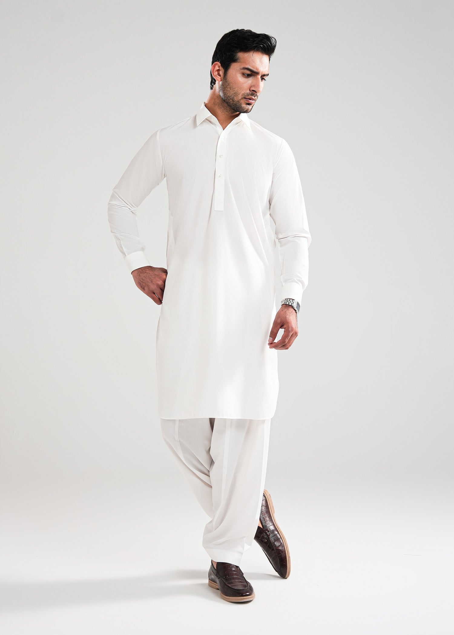 Off White Saltoro Summer Wash & Wear Shalwar Kameez
