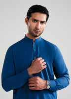 Prussian blue Satpara Summer Wash & Wear Shalwar Kameez
