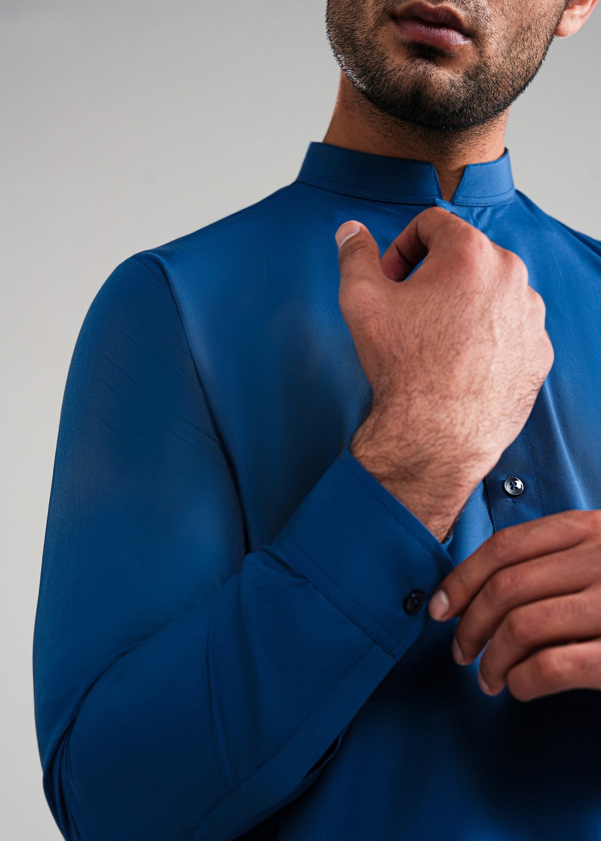 Prussian blue Satpara Summer Wash & Wear Shalwar Kameez