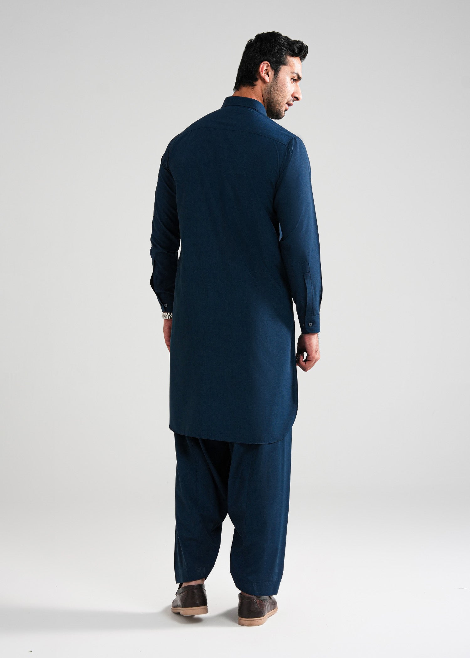 Prussian blue Melange Kunhaar Summer Wash & Wear Shalwar Kameez