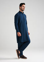 Prussian blue Melange Kunhaar Summer Wash & Wear Shalwar Kameez