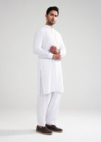 White Satpara Summer Wash & Wear Shalwar Kameez