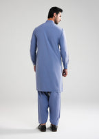Indigo Blue Melange Kunhaar Summer Wash & Wear Shalwar Kameez