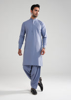 Indigo Blue Melange Kunhaar Summer Wash & Wear Shalwar Kameez