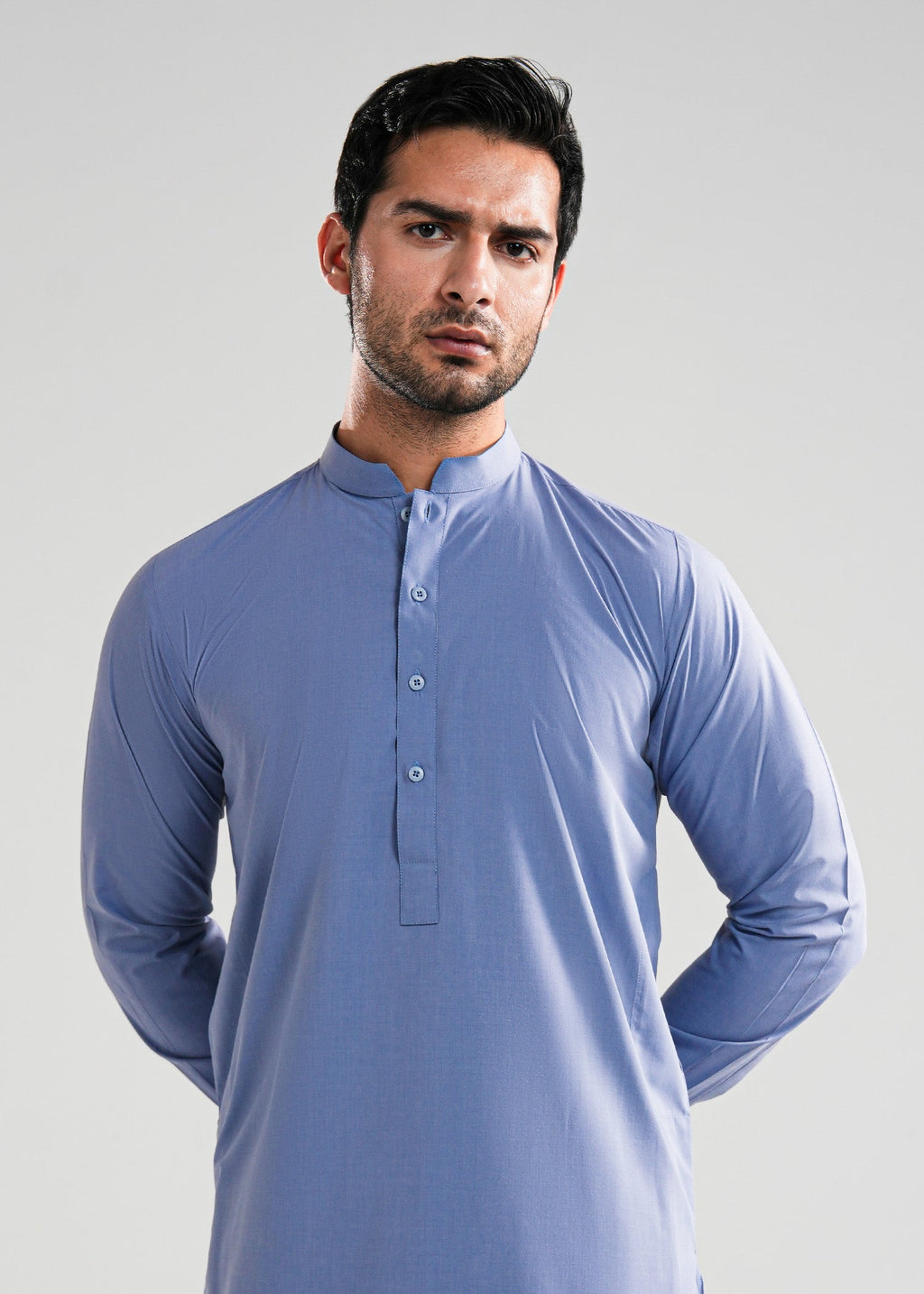 Indigo Blue Melange Kunhaar Summer Wash & Wear Shalwar Kameez