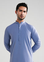 Indigo Blue Melange Kunhaar Summer Wash & Wear Shalwar Kameez