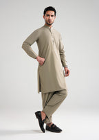 Ecro Brown Kunhaar Summer Wash & Wear Shalwar Kameez
