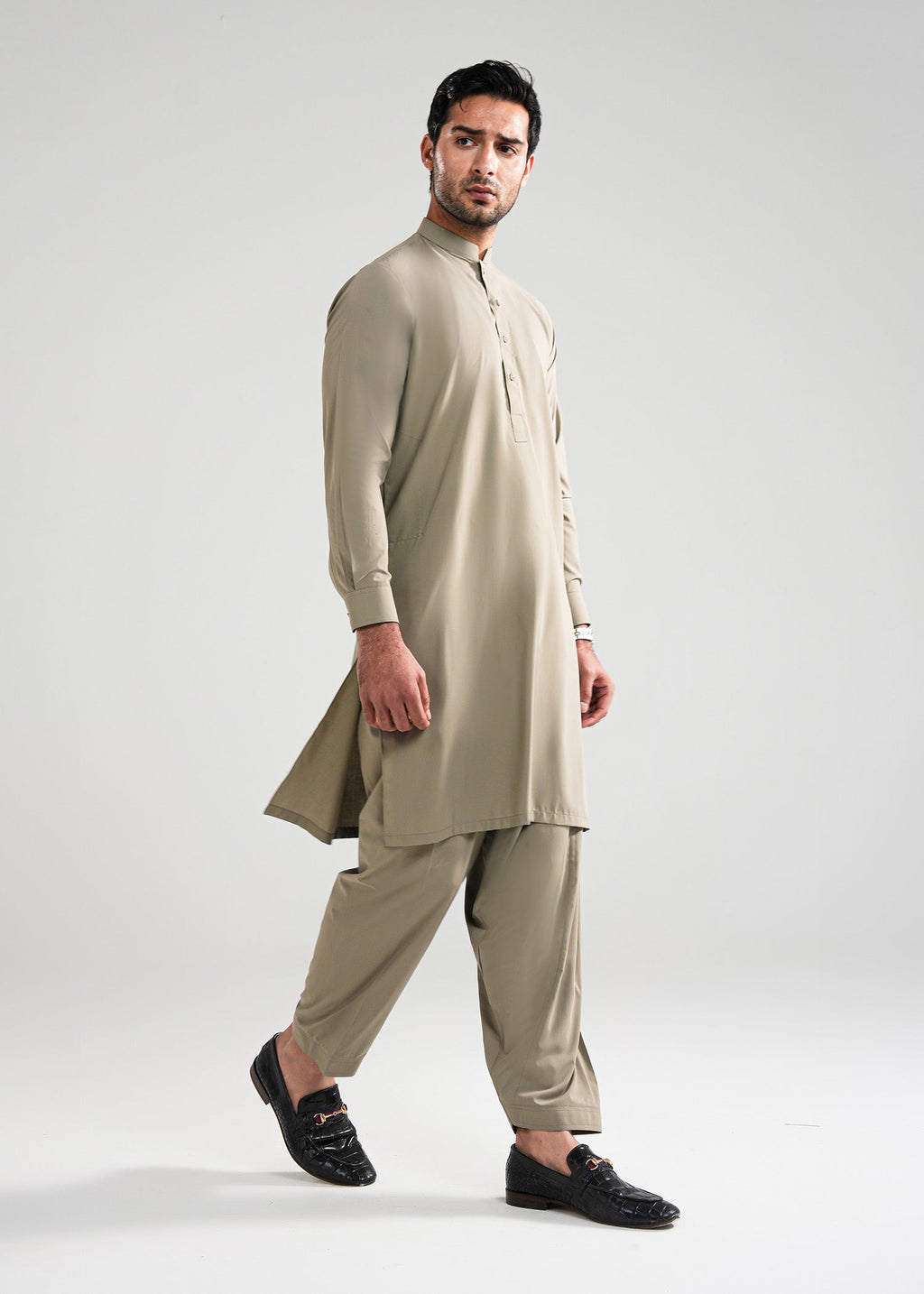 Ecro Brown Kunhaar Summer Wash & Wear Shalwar Kameez