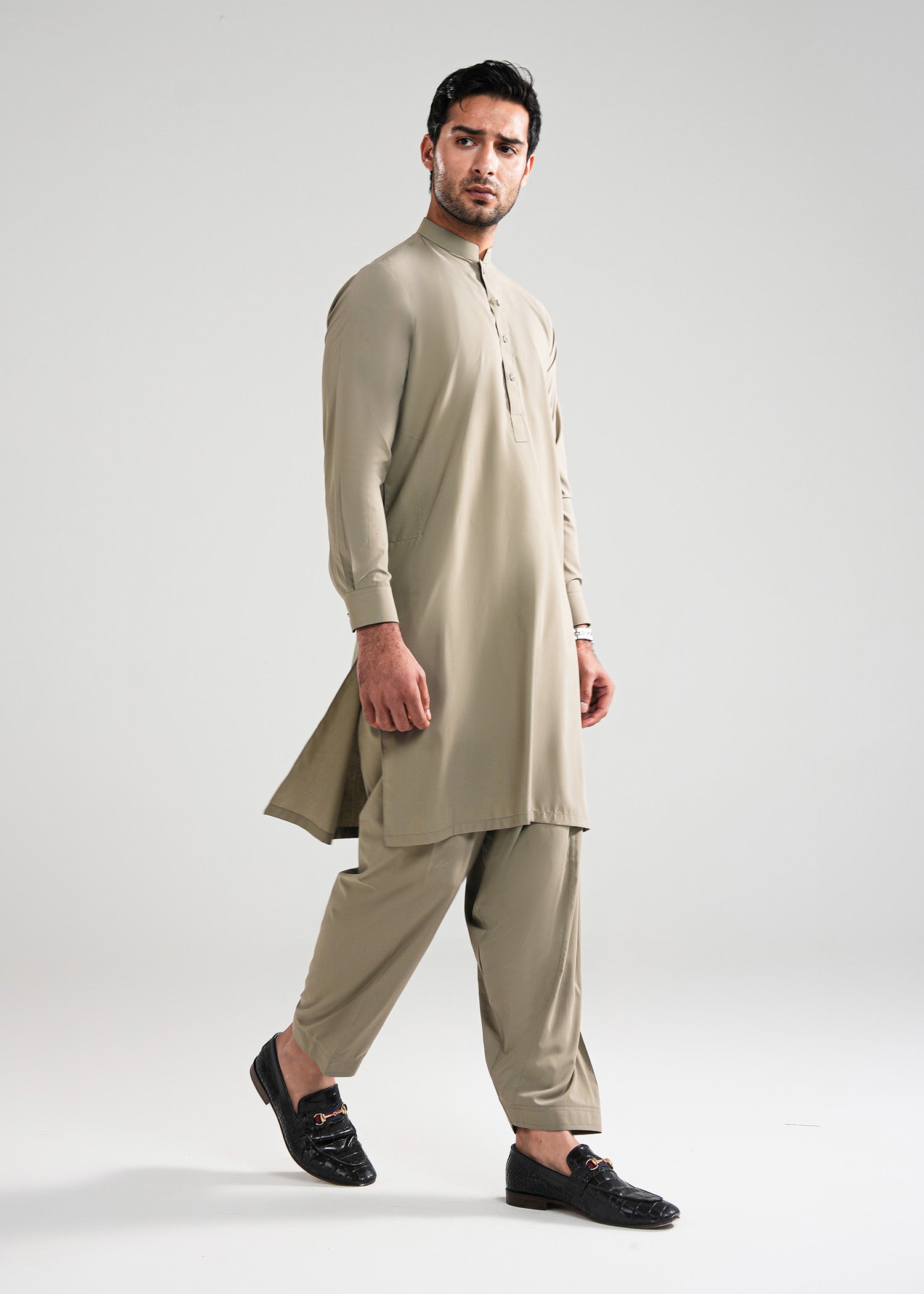 Ecro Brown Kunhaar Summer Wash & Wear Shalwar Kameez