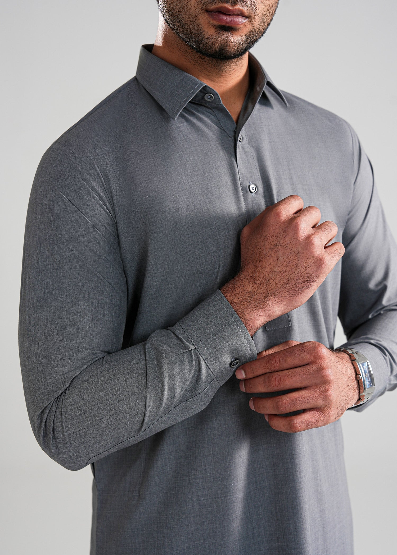 Grey Kunhaar Summer Wash & Wear Shalwar Kameez