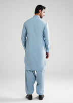 Light Blue Textured Kunhaar Summer Wash & Wear Shalwar Kameez