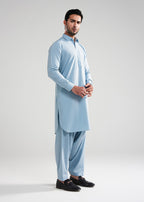 Light Blue Textured Kunhaar Summer Wash & Wear Shalwar Kameez