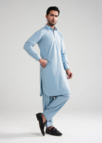 Light Blue Textured Kunhaar Summer Wash & Wear Shalwar Kameez