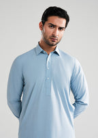 Light Blue Textured Kunhaar Summer Wash & Wear Shalwar Kameez