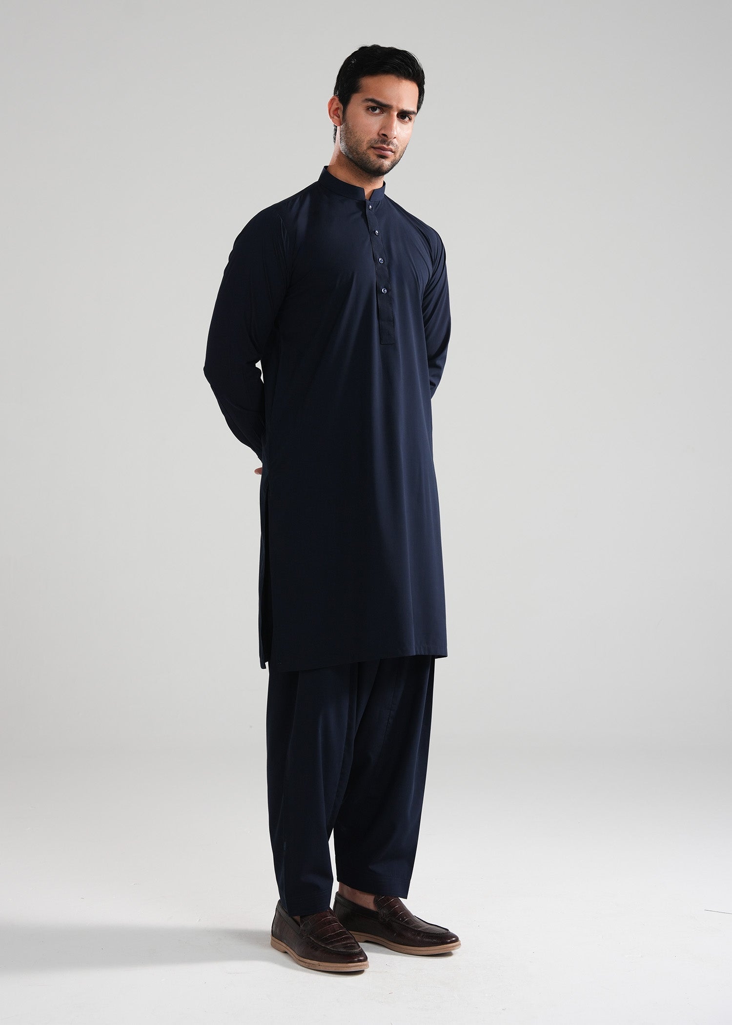 Navy Blue Kunhaar Summer Wash & Wear Shalwar Kameez Main image