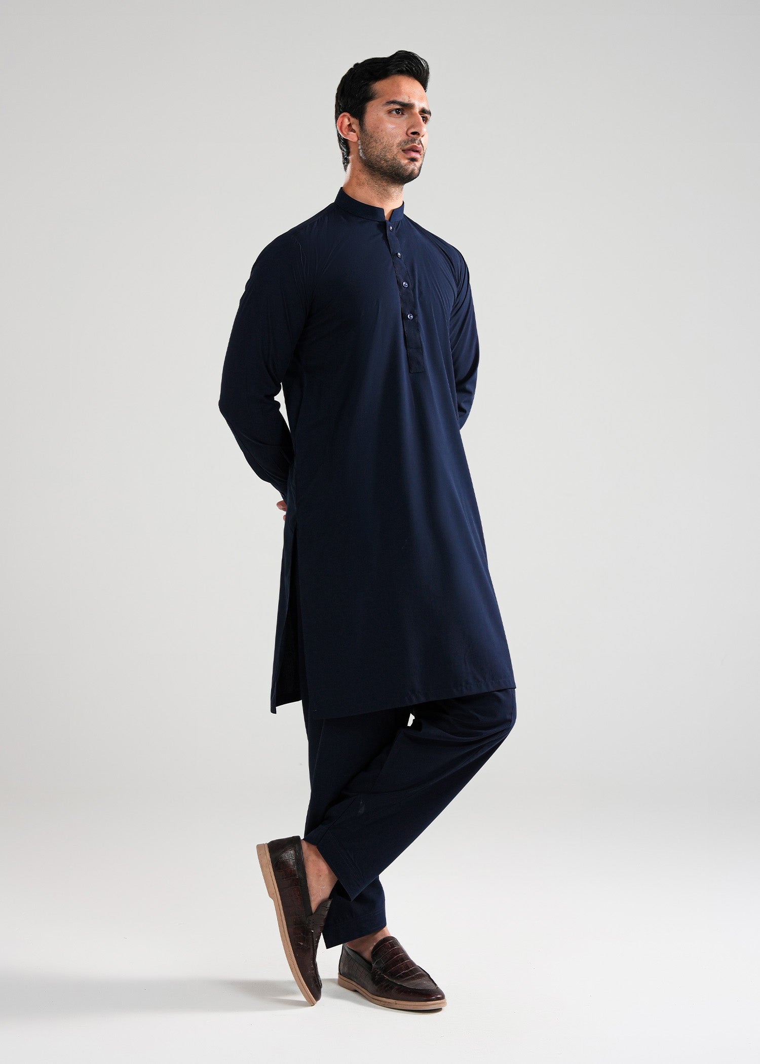 Navy Blue Kunhaar Summer Wash & Wear Shalwar Kameez