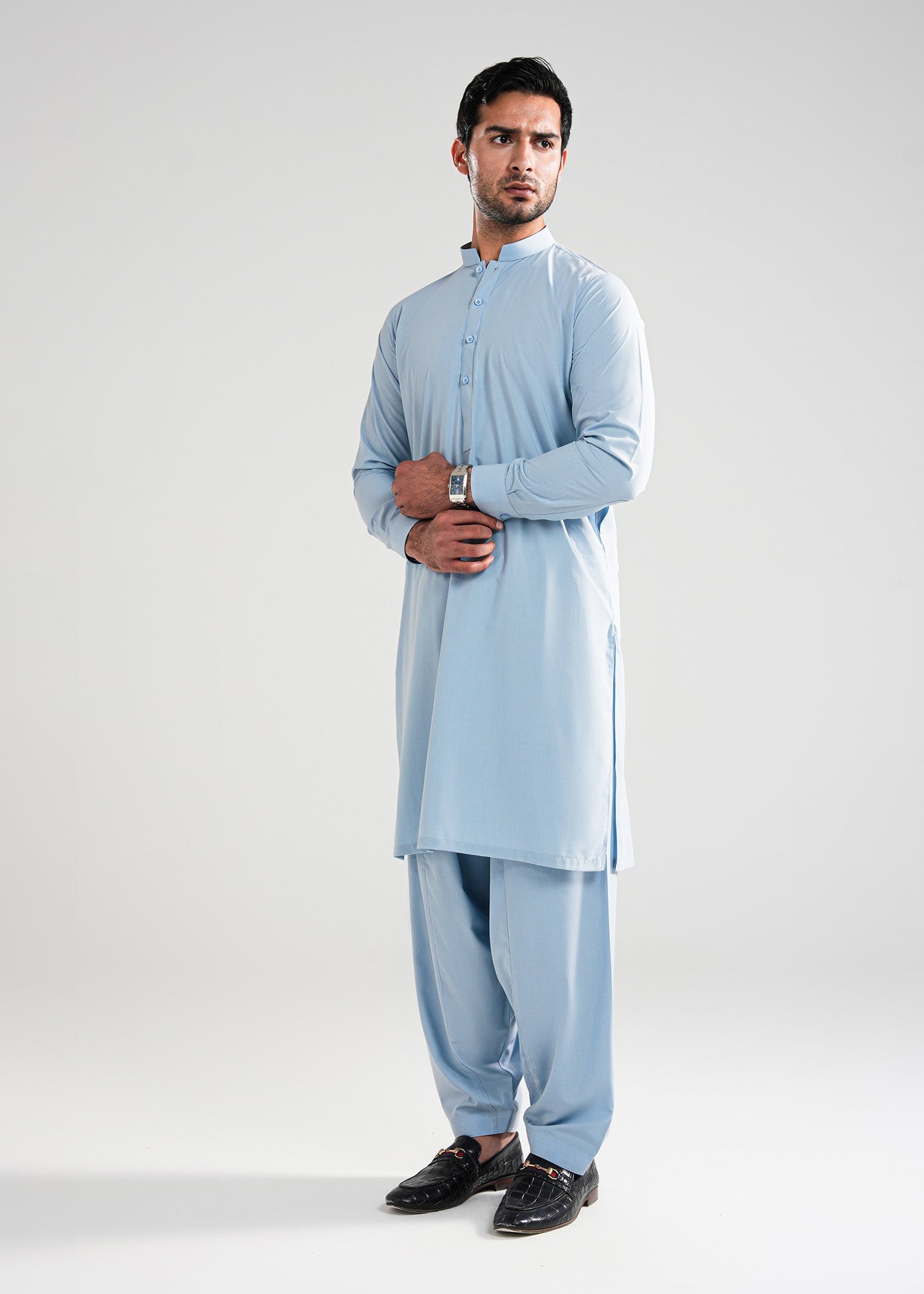 Light Blue Kunhaar Summer Wash & Wear Shalwar Kameez