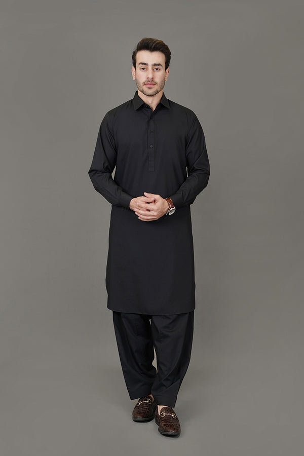 Black Plain Delta Wash N Wear Shalwar Kameez