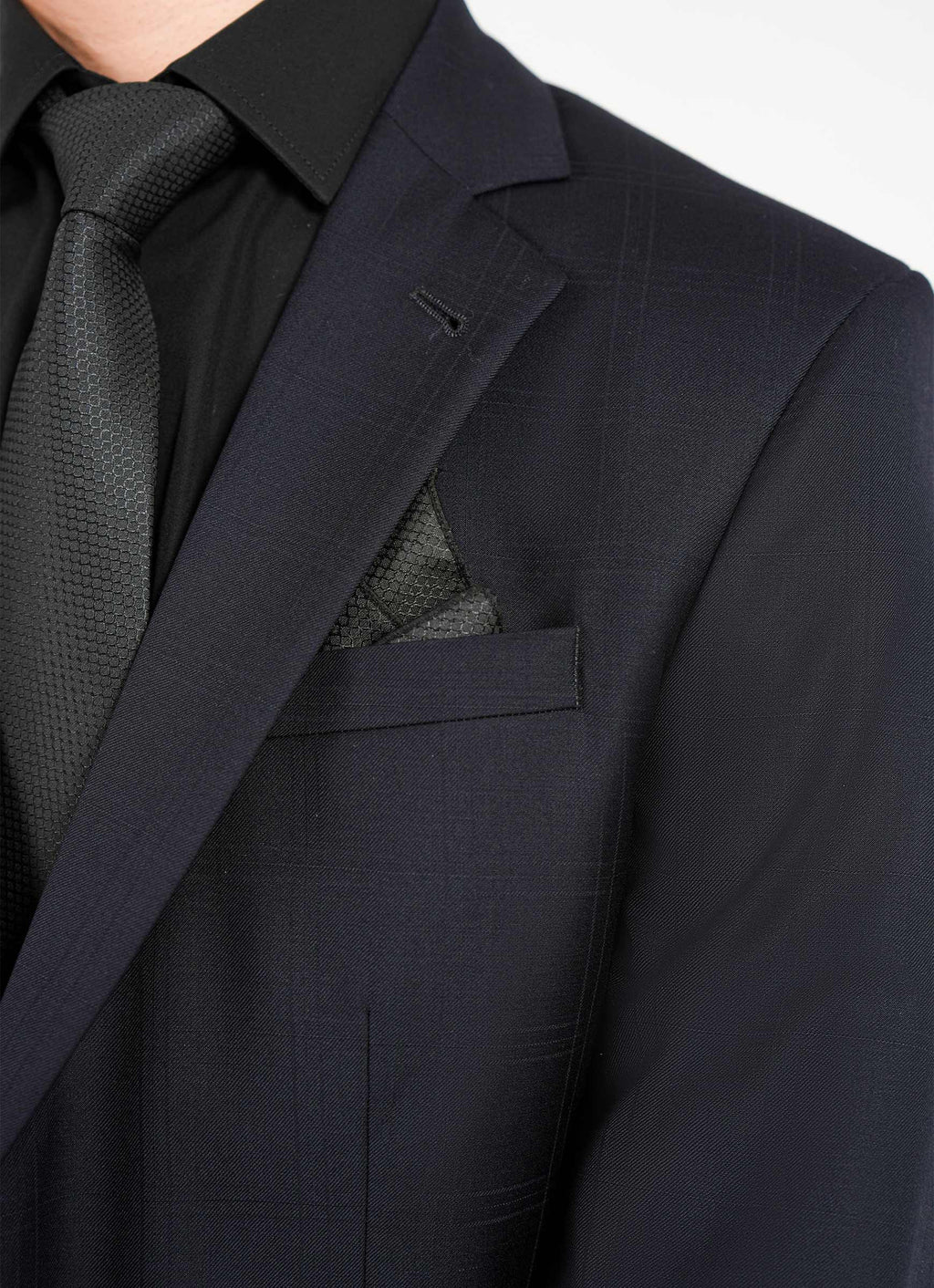 Navy Blue Checked 2 Piece Suit - Bellini Super 100’s