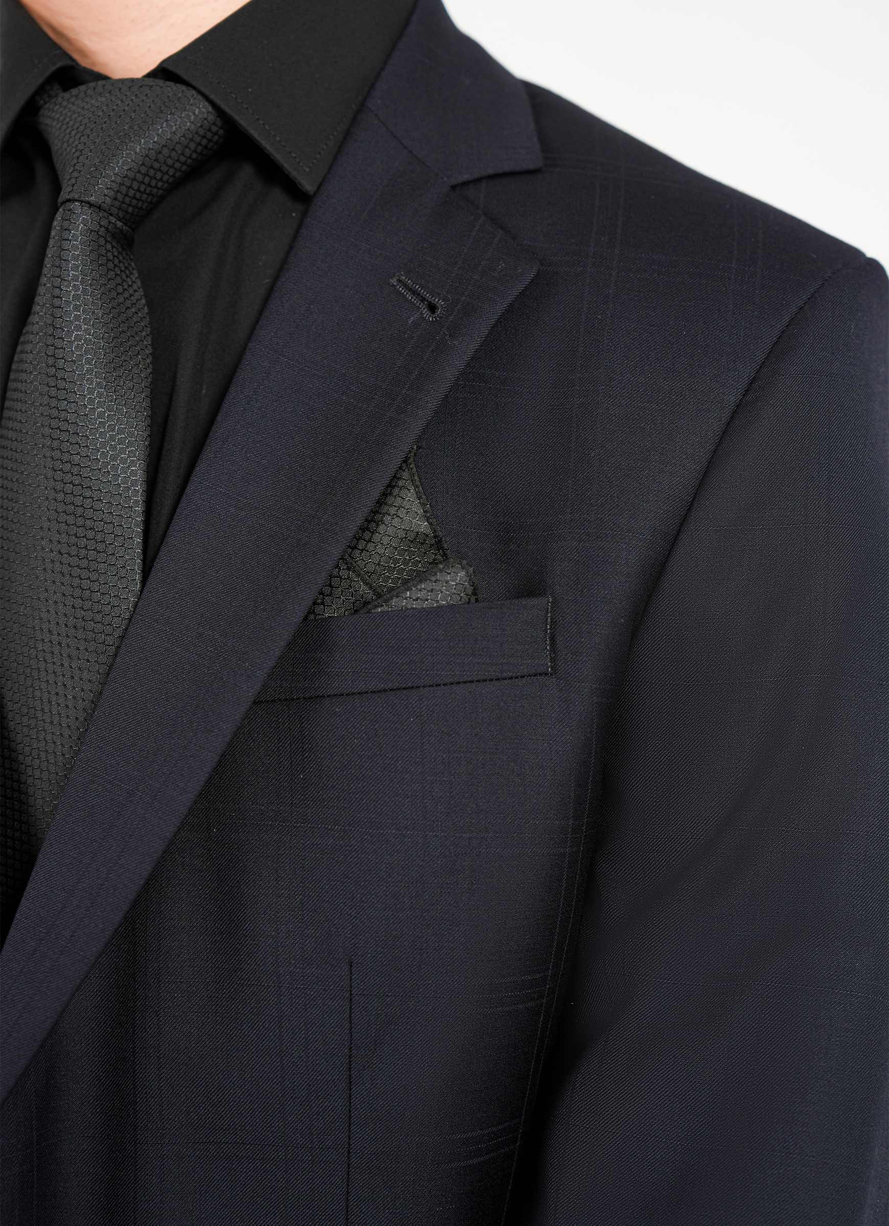 Navy Blue Checked 2 Piece Suit - Bellini Super 100’s
