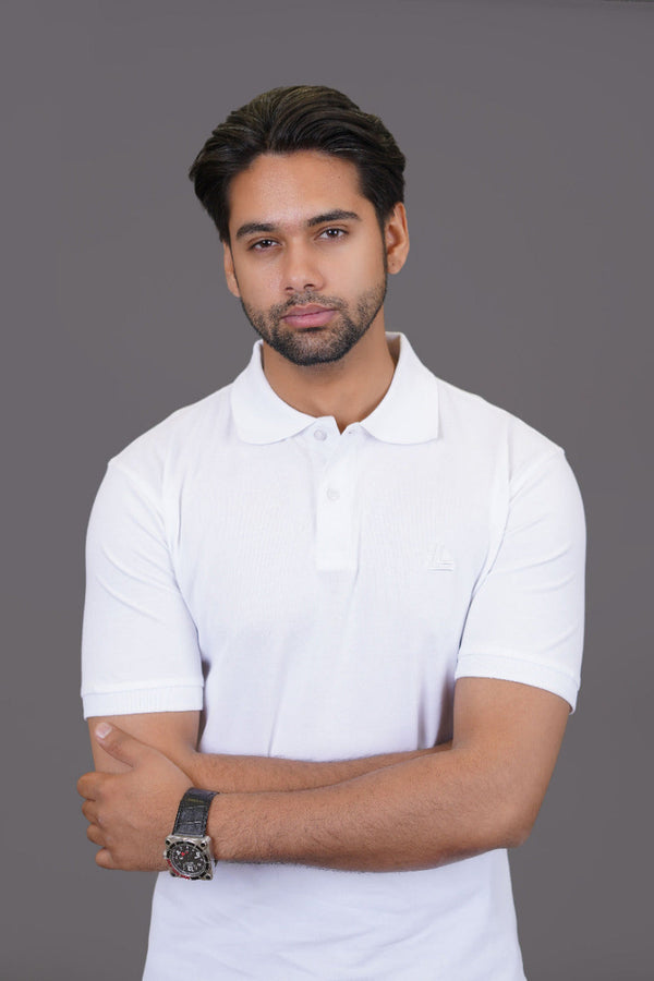 Polo Shirt - White Single Tuck Pique