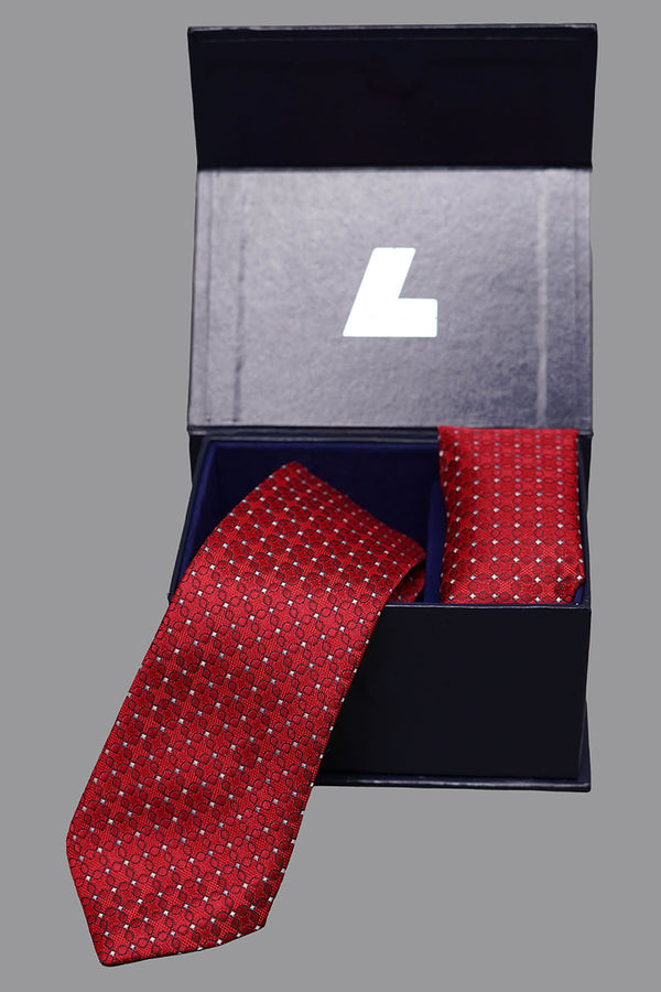 Display of rich silk tie and pocket square – design 11-4100-70204-130-8-087