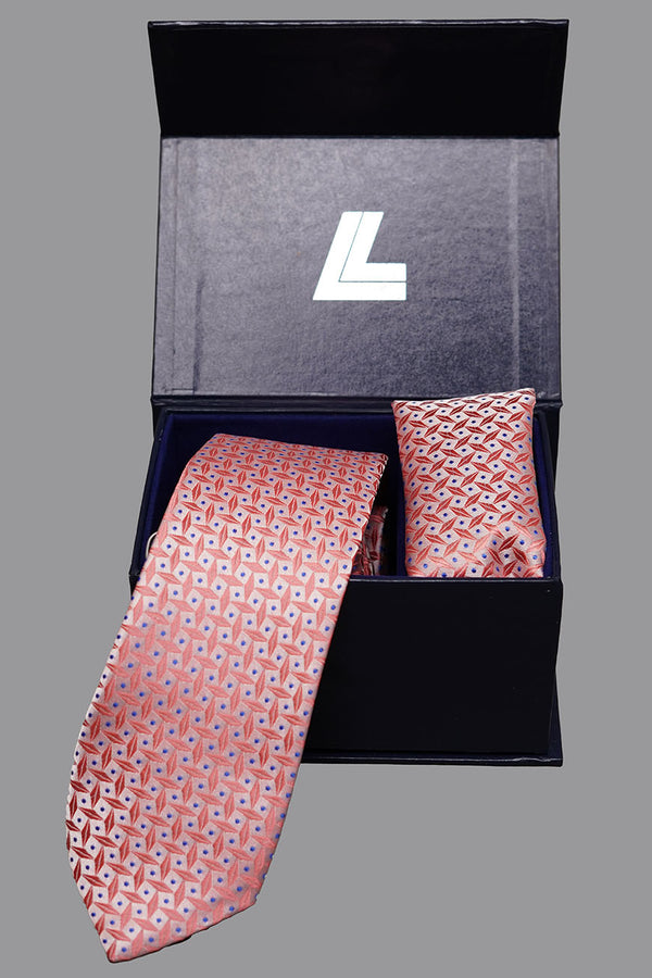 Tie and pocket square set in rich silk – design 19-4100-70204-130-8-095