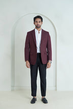 Burgundy Worsted Tweed Blazer - Tailored men's jacket